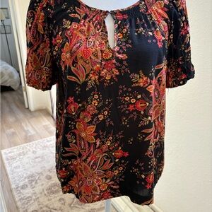 Rose & Olive Black and Red Floral Blouse